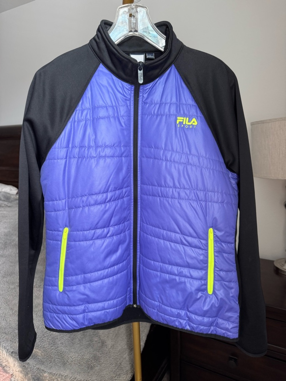 FILA Sport Quilted Jacket Purple Black Neon L